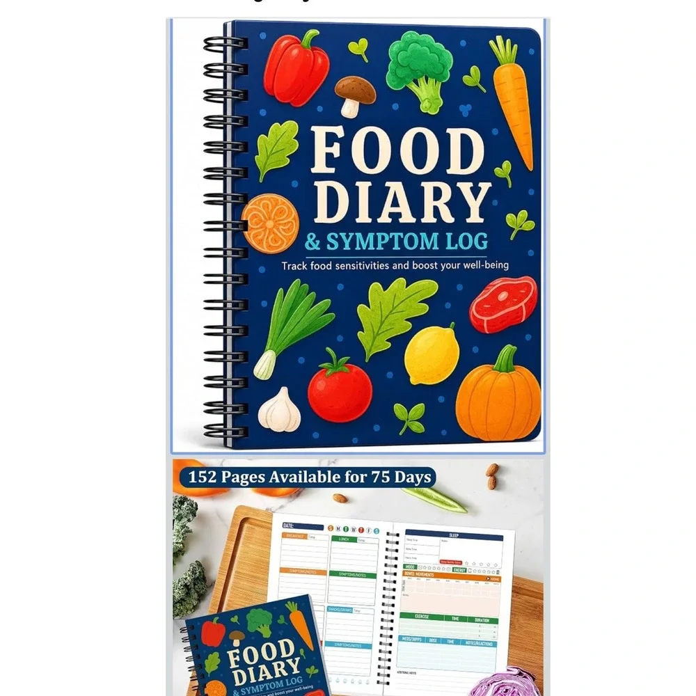 Hamiew Food Diary and Symptom Log A5 Spiral Bound Journal 152 Pages Blue NEW